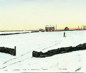 4pm Freezing with a beautiful Sunset By Peter Brook @ The Smithy Gallery